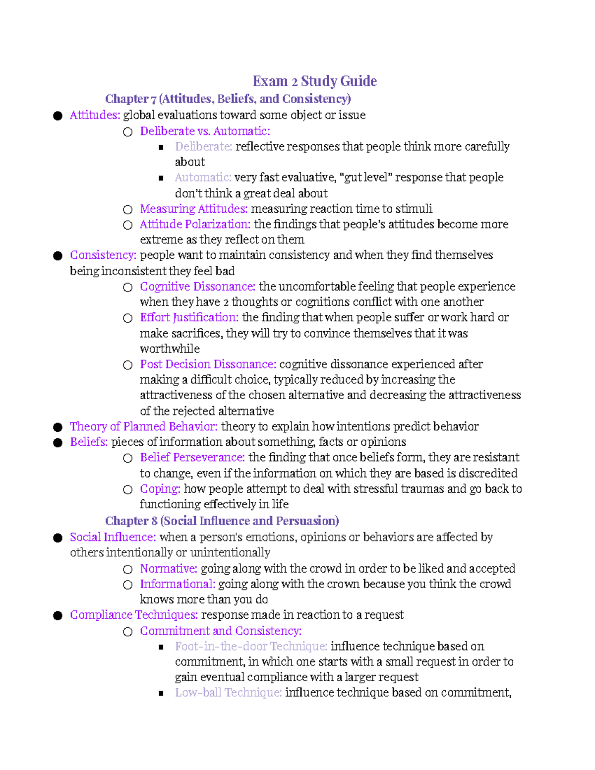 Exam 2 Study Guide Social-Psych - Exam 2 Study Guide Chapter 7 ...