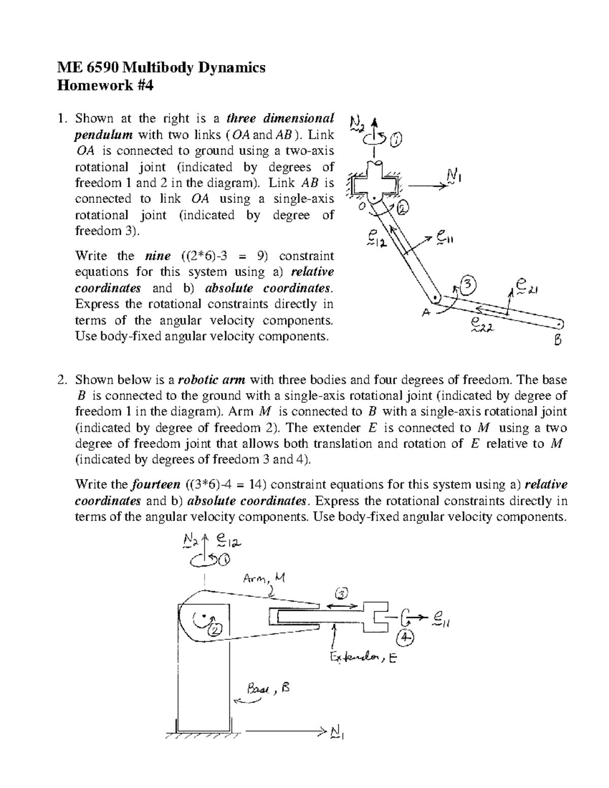 ME6590Homework 04 + Solution - ME 6590 Multibody Dynamics Homework ...