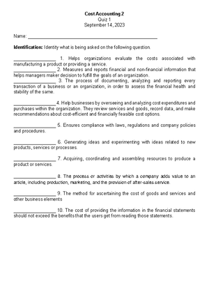 Cost Volume Profit - Just a notes - Cost Accounting 2 - Studocu