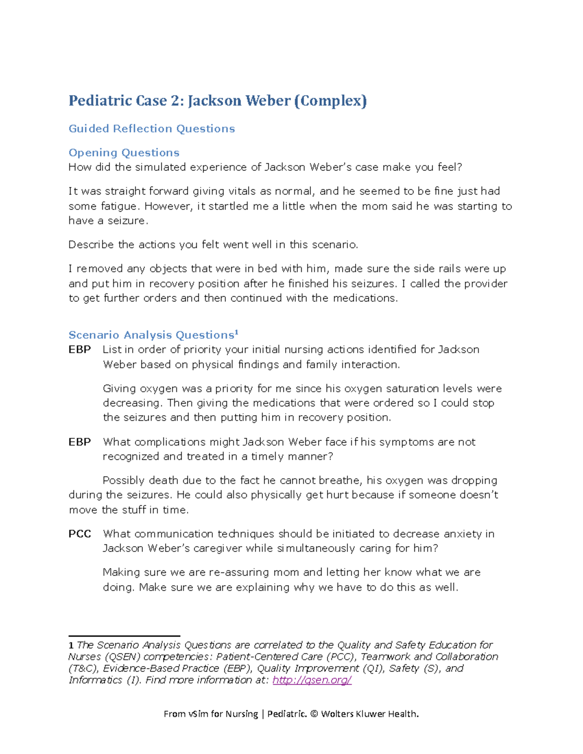 Reflection Vsim Webber - Pediatric Case 2: Jackson Weber (Complex ...