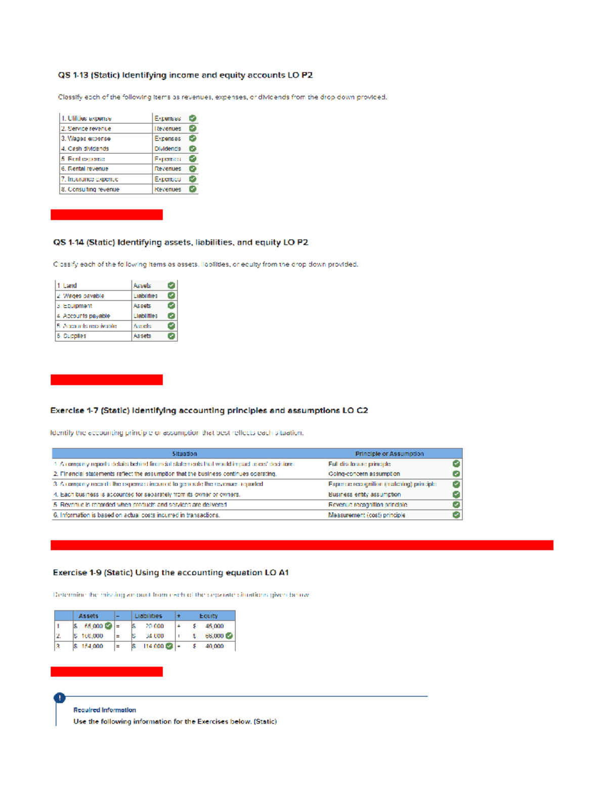 accounting assignment - QS (Static) Identifying income and equity ...