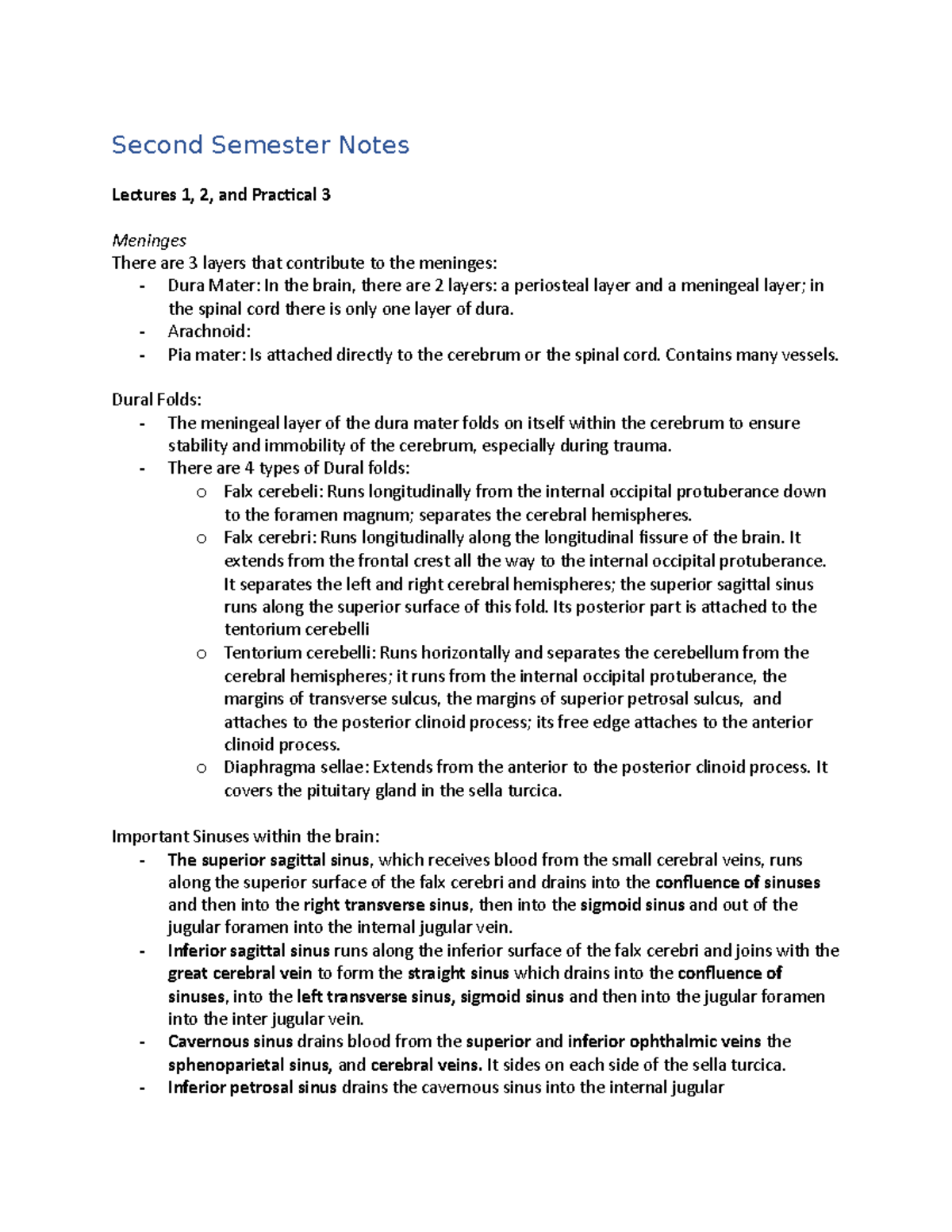 Second Semester Notes for Final - Second Semester Notes Lectures 1, 2 ...