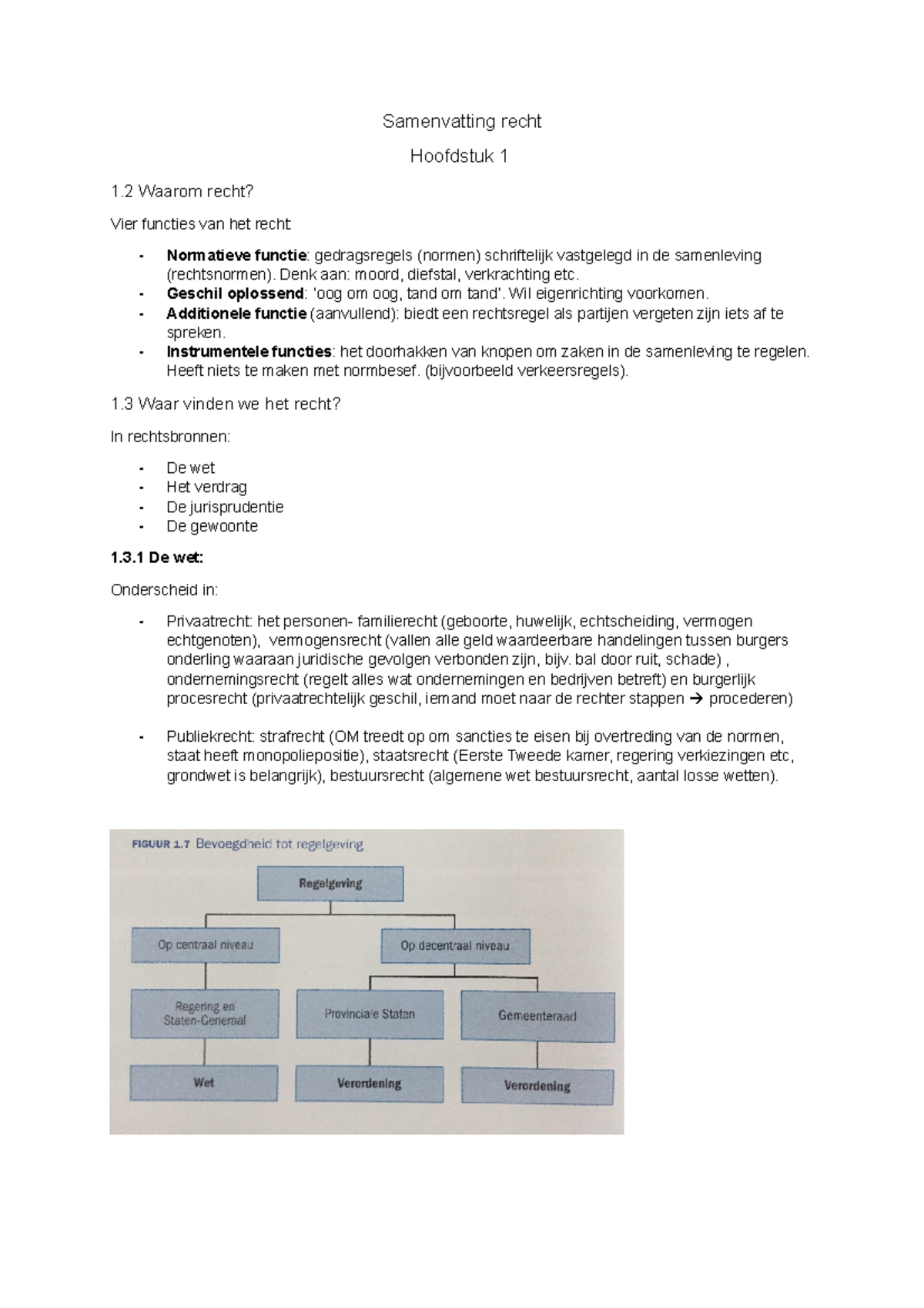 Samenvatting Recht H1 En H2 - Samenvatting Recht Hoofdstuk 1 1 Waarom ...