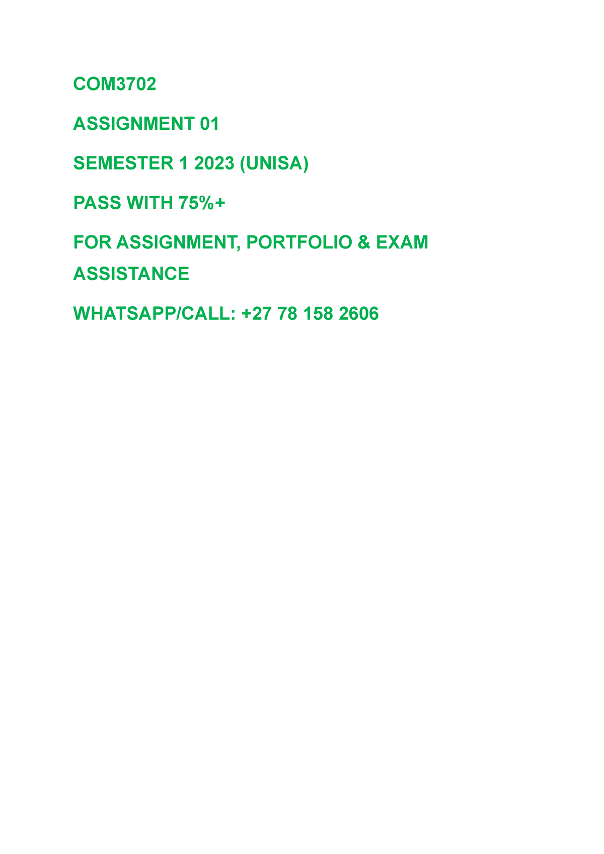 unisa assignment results 2023