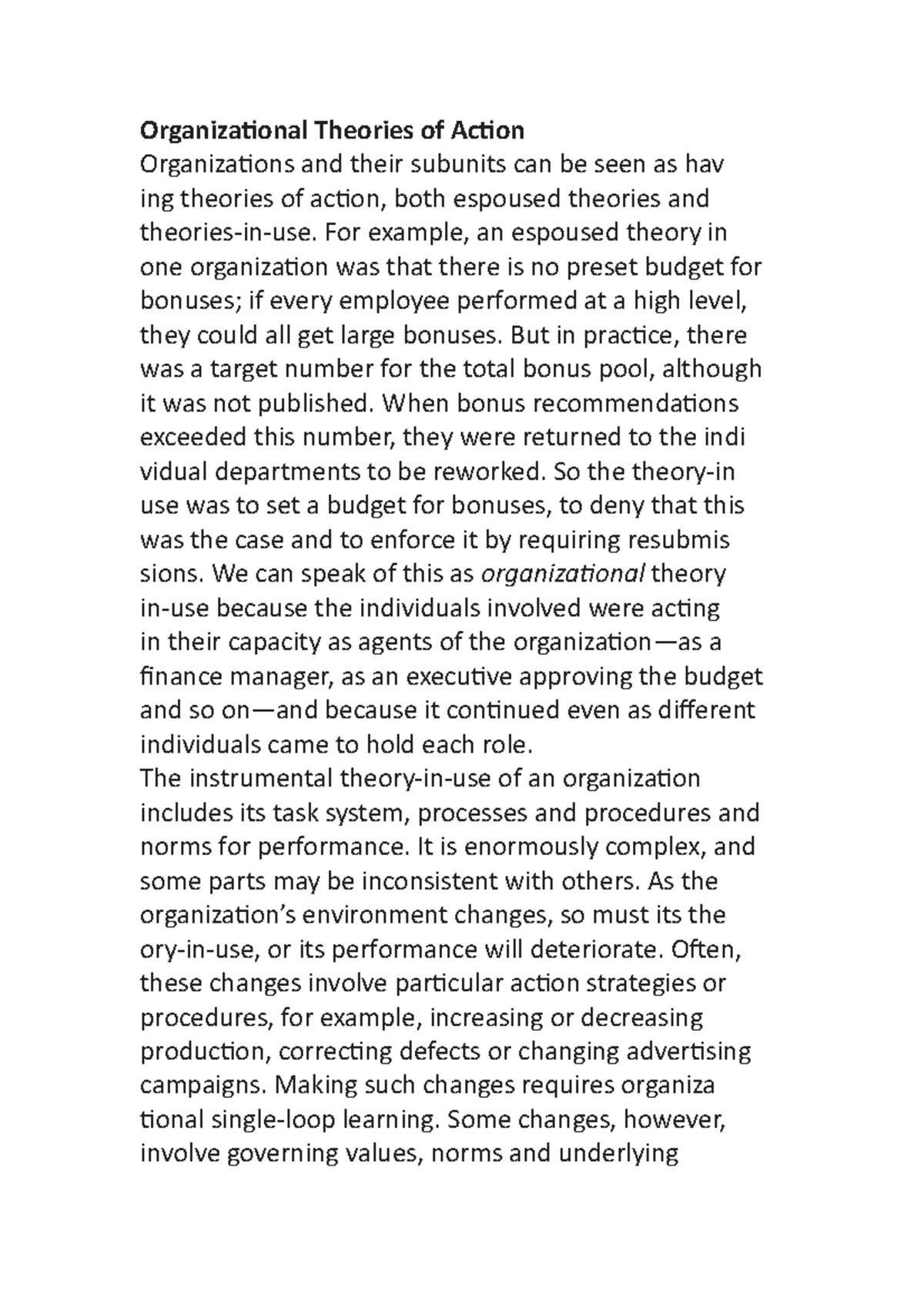 Organizational Theories of Action - Organizational Theories of Action ...