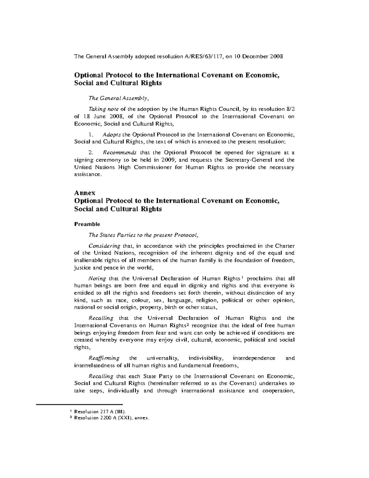 5. Optional Protocol to the International Covenant on Economic Annex