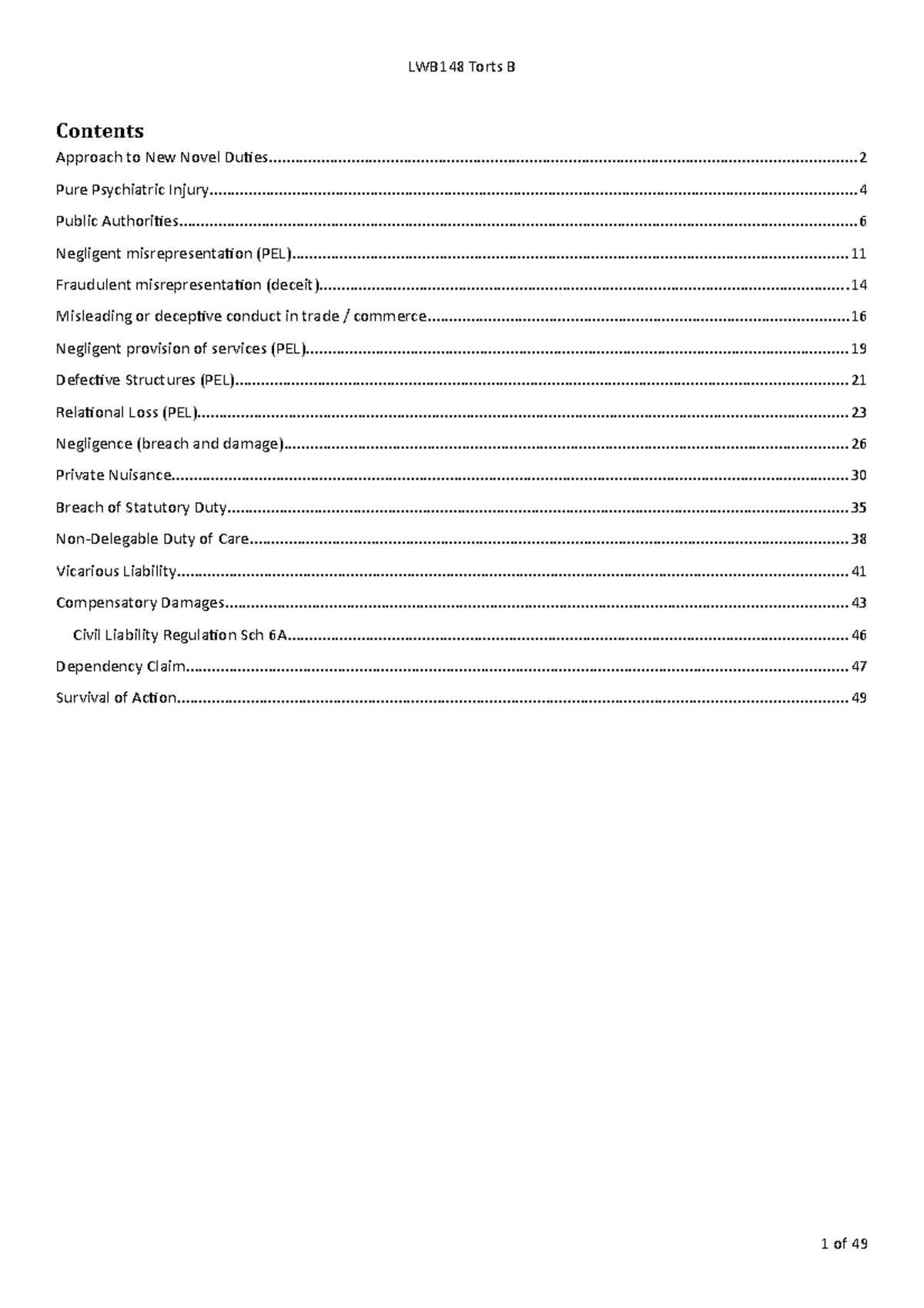 Summary Torts B: Complete - Torts B Compiled Rn - LWB148 Torts B ...