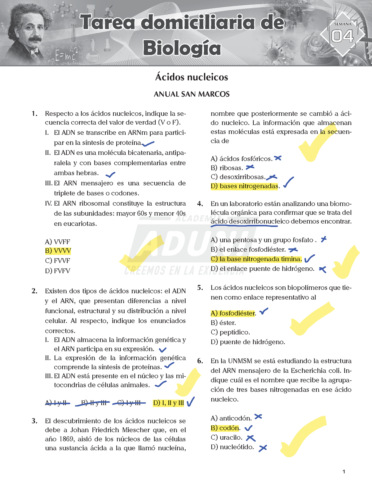 Biología SEM 4 - Biologia - Anual UNI Tarea Domiciliaria De Biología 11 ...