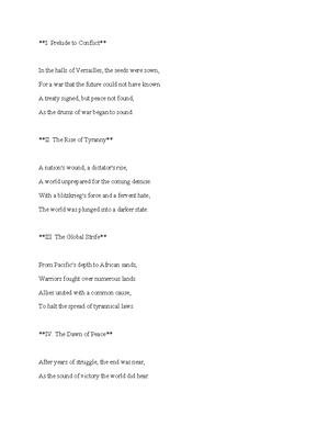 Poem WW2.edited - Poem - As the echoes of war grow distant and dim, We ...