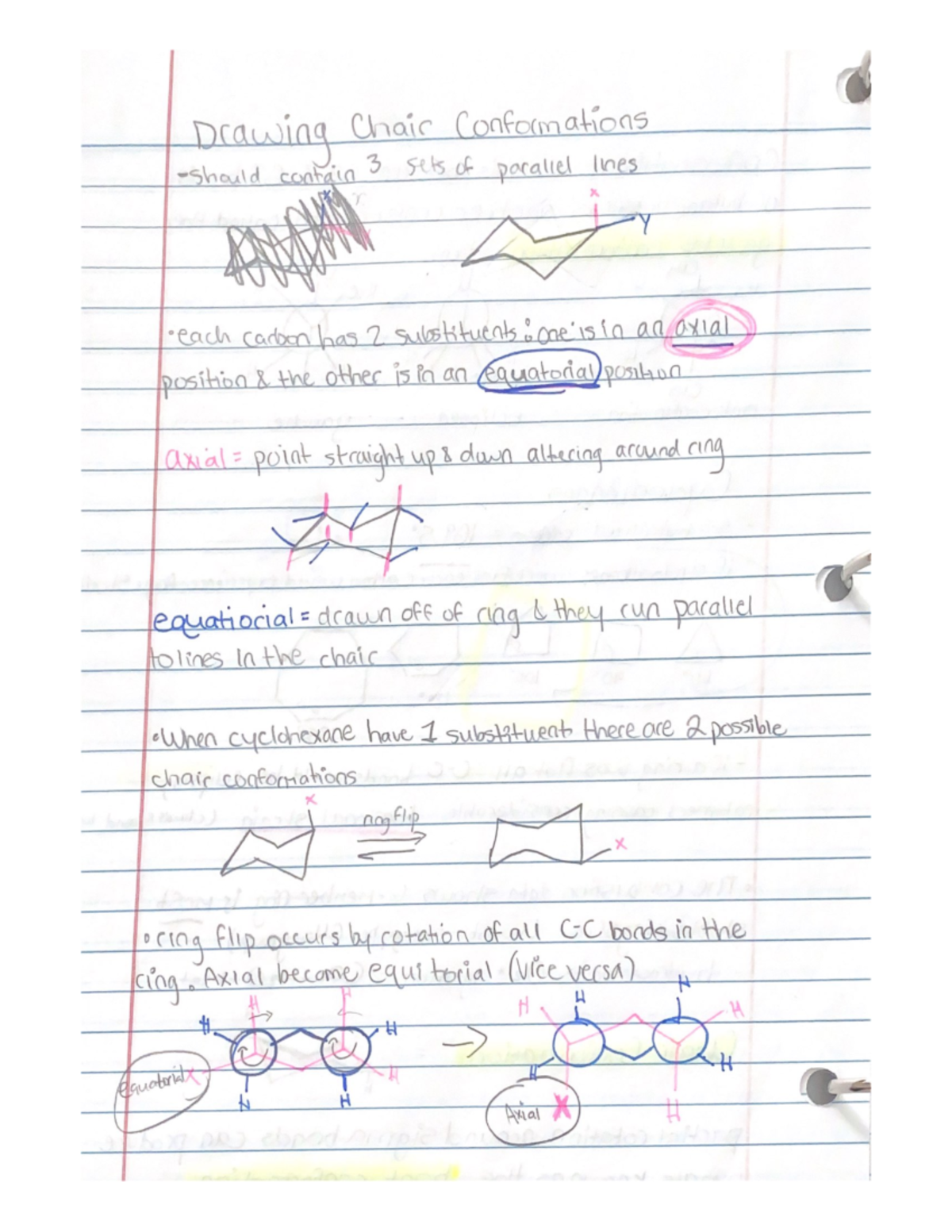 Drawing Chair Conformations Notes CHEM 313 Studocu