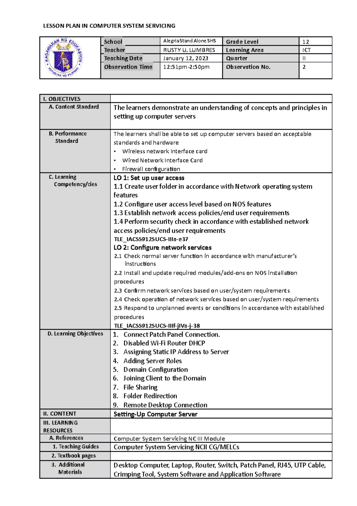 Rusty- Lumbres- Lesson-PLAN-CO2 for Jan2023 - LESSON PLAN IN COMPUTER ...