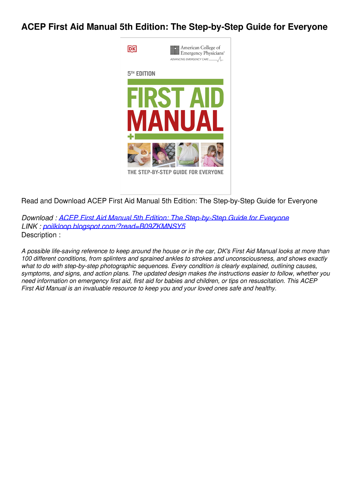 Epub Download Acep First Aid Manual 5th Edition The Step By Step Guide