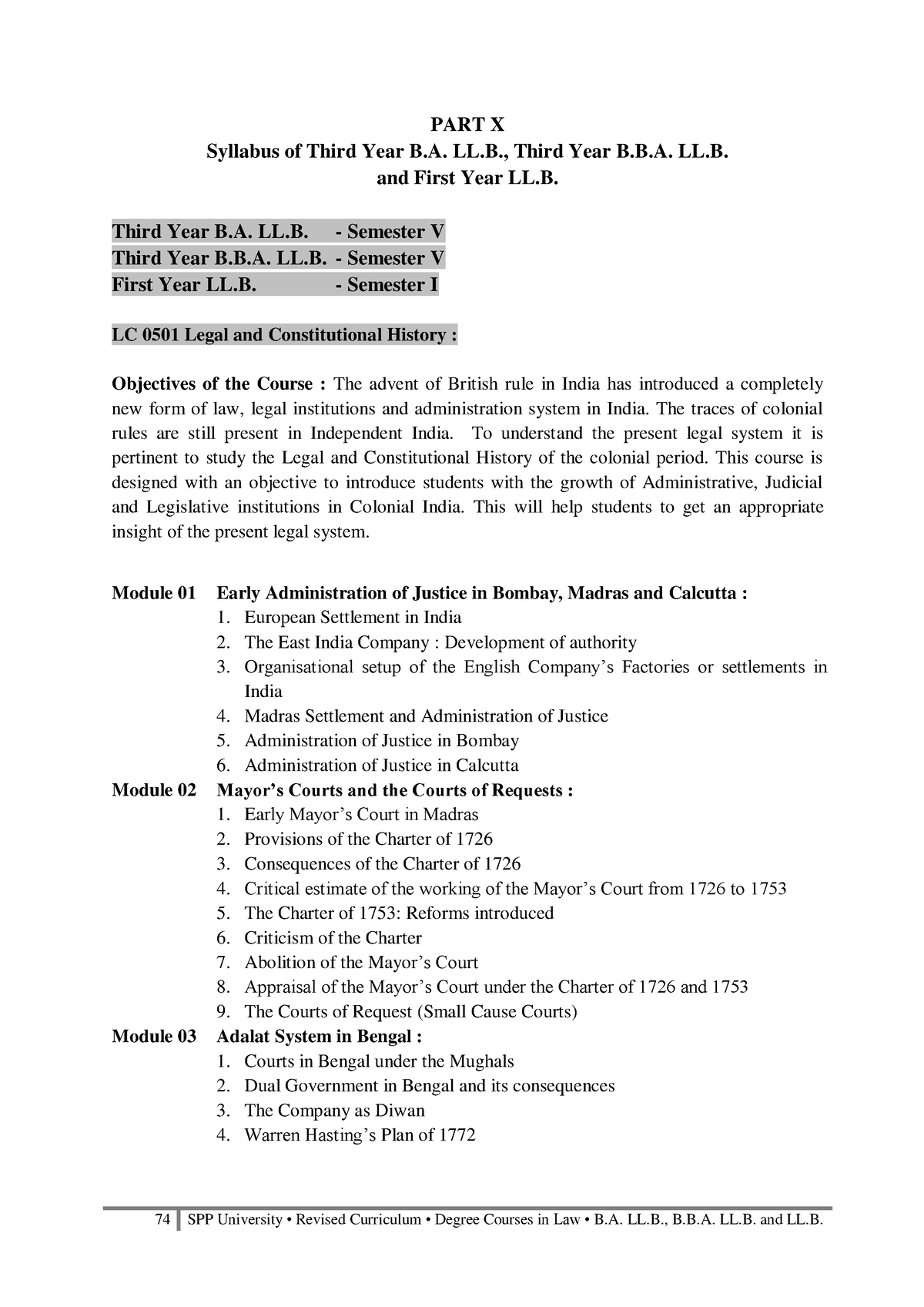 B.A.LL.B. 5th Sem Syllabus As Amended In July 2019 16 - PART X Syllabus ...