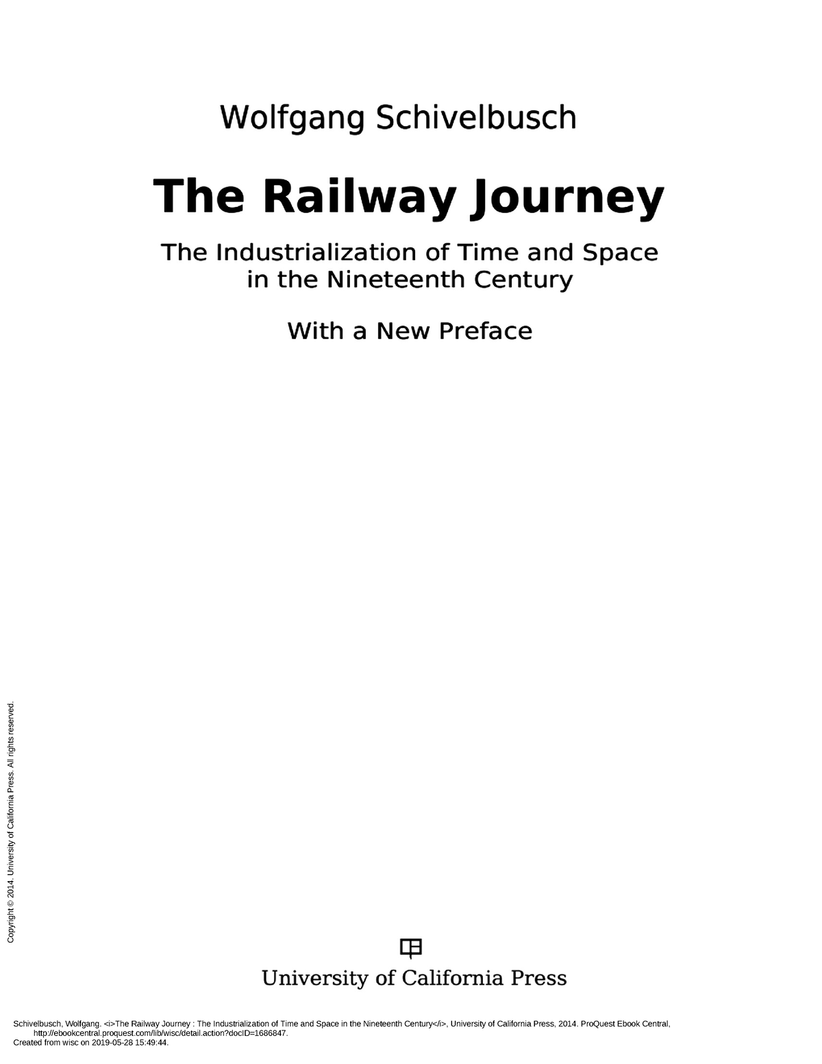 Wolfgang Schivelbusch The Railway Journey