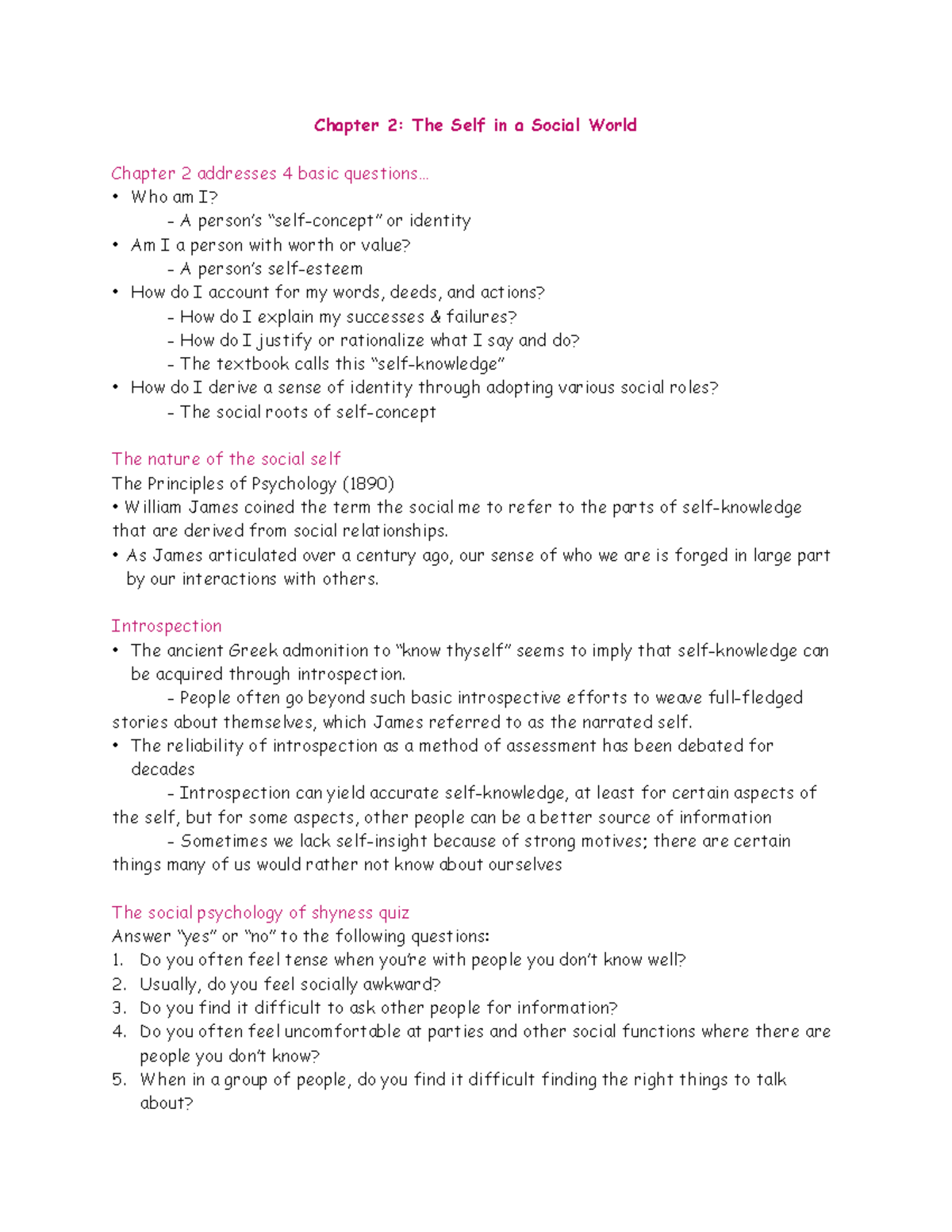 Introduction to Social Psychology: Chapter 2 - Chapter 2: The Self in a ...