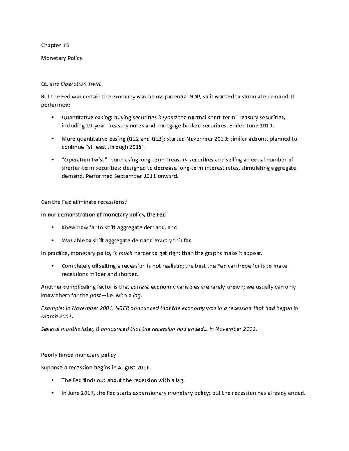 Chapter 15 Lecture Notes 4 - Chapter 15 Monetary Policy QE and ...
