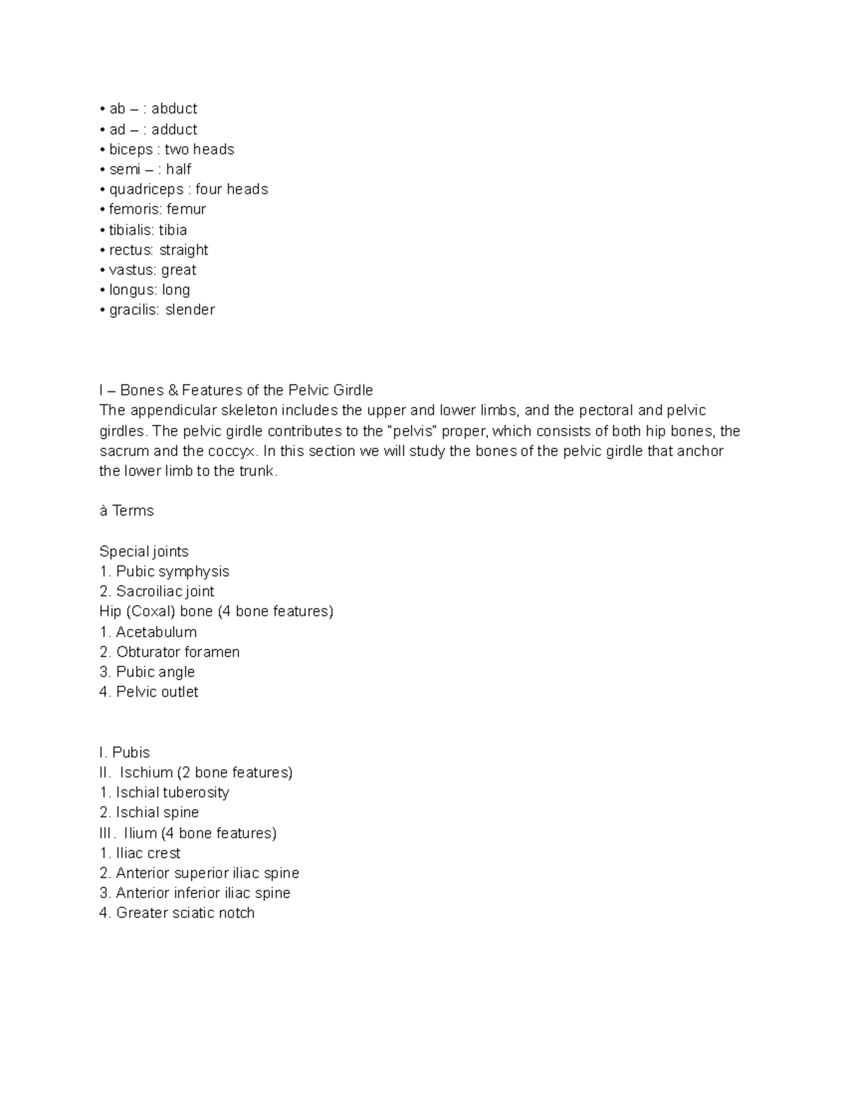 Bio Lab 5 - Bio lab notes 5 - ab – : abduct ad – : adduct biceps : two ...