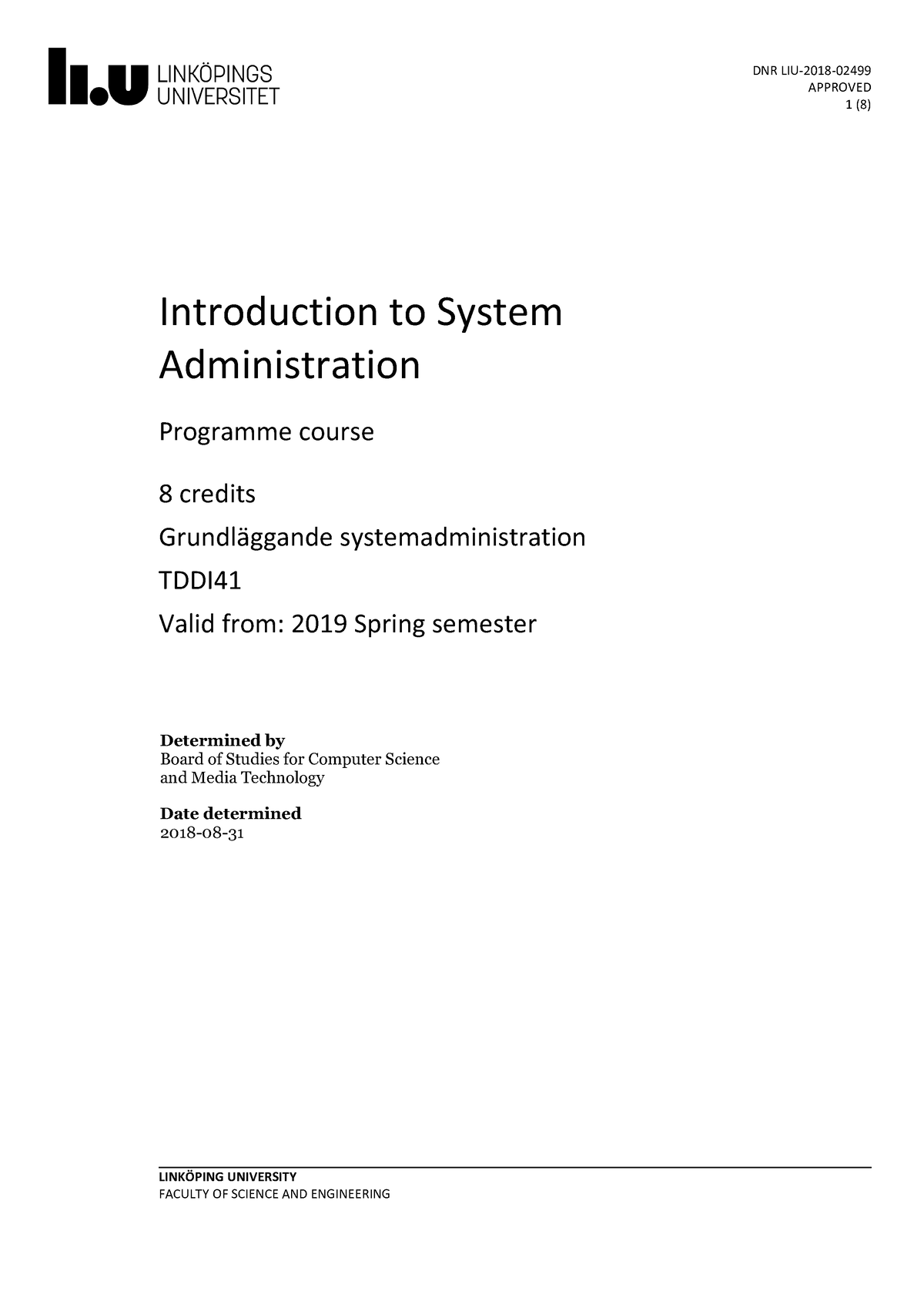 Syllabus Introduction To System Administration - Introduction To System ...