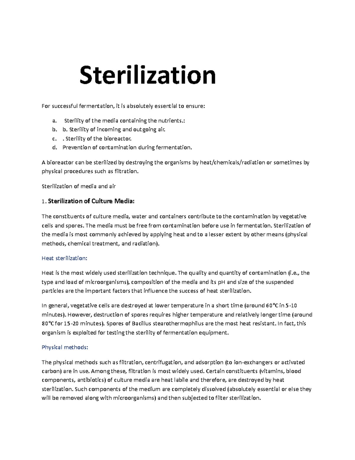 SterilizationWPS Office Sterilization For successful fermentation