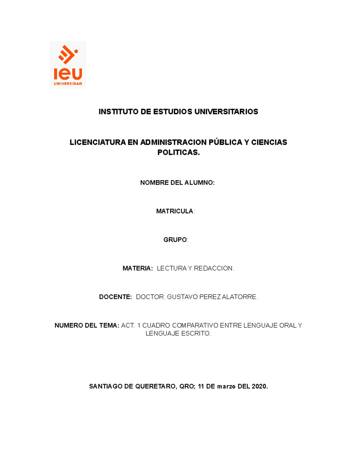 Act Cuadro Comparativo Entre Lenguaje Oral Y Lenguaje Escrito