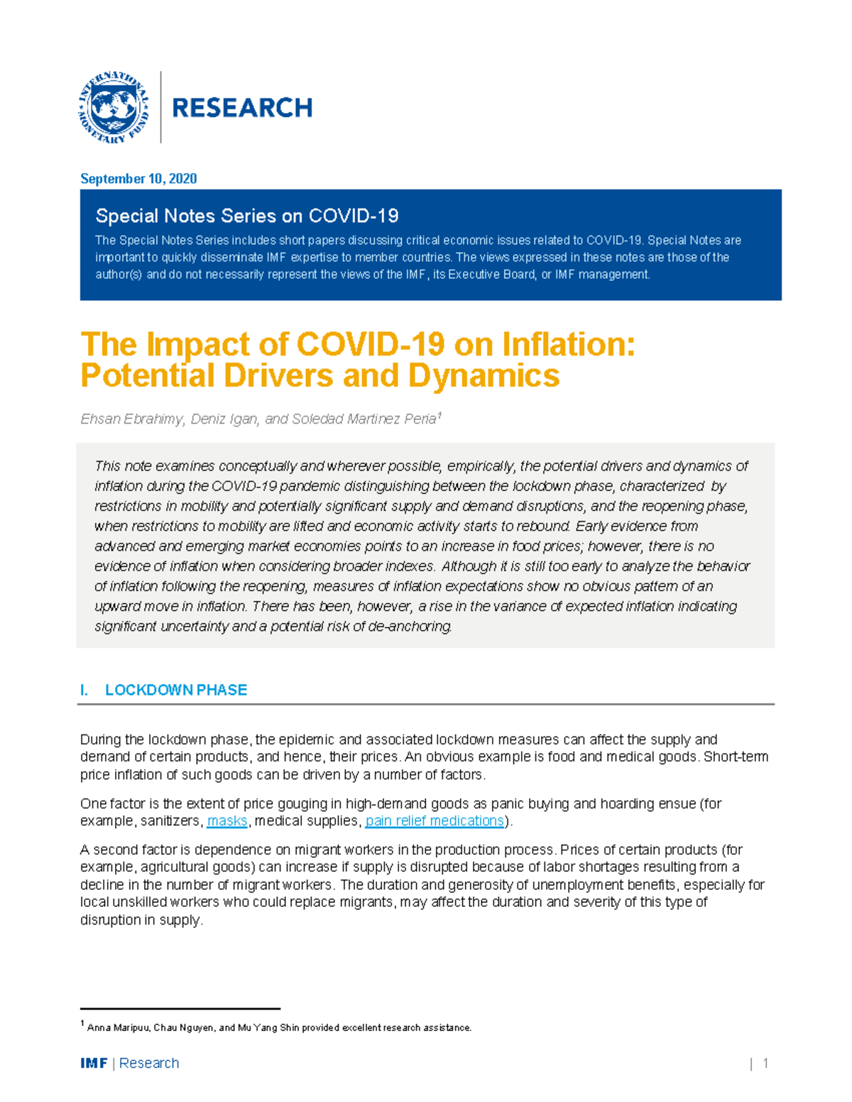 En special series on covid 19 the impact of covid 19 on inflation ...
