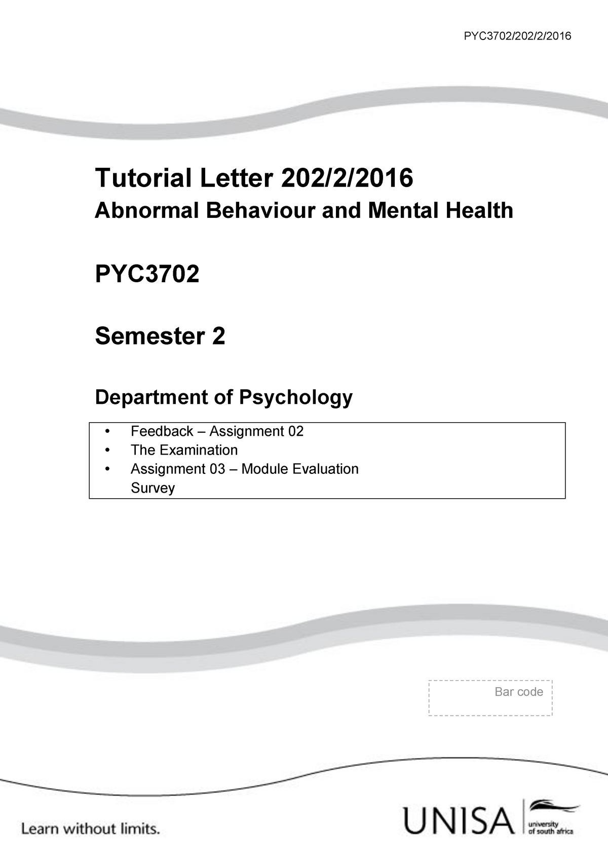 202 2016 2 B - Assignment 2 - Answers - PYC3702/202/2/ Tutorial Letter ...