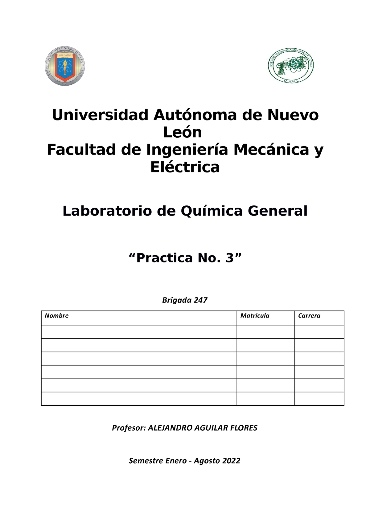 Reporte 3 Química Lab - Practica 3 De Laboratorio E Quimica General ...