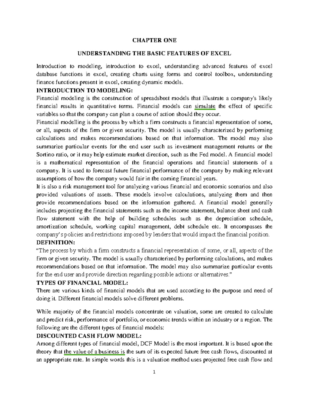 Chapter 1 - HANDOUT - CHAPTER ONE UNDERSTANDING THE BASIC FEATURES OF ...