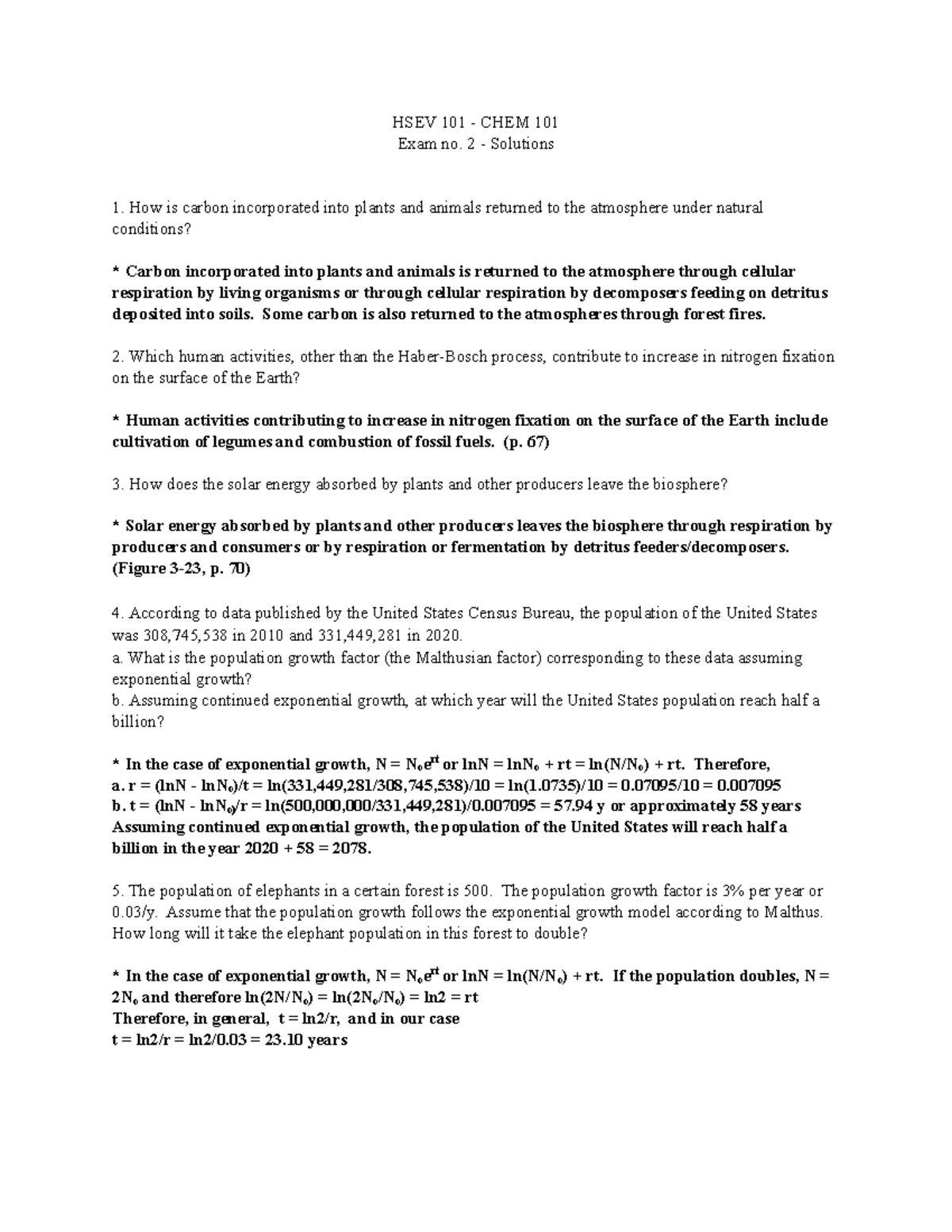 HSEV 101 - CHEM 101 Fall 2021 Exam no. 2 with solutions - HSEV 101 ...