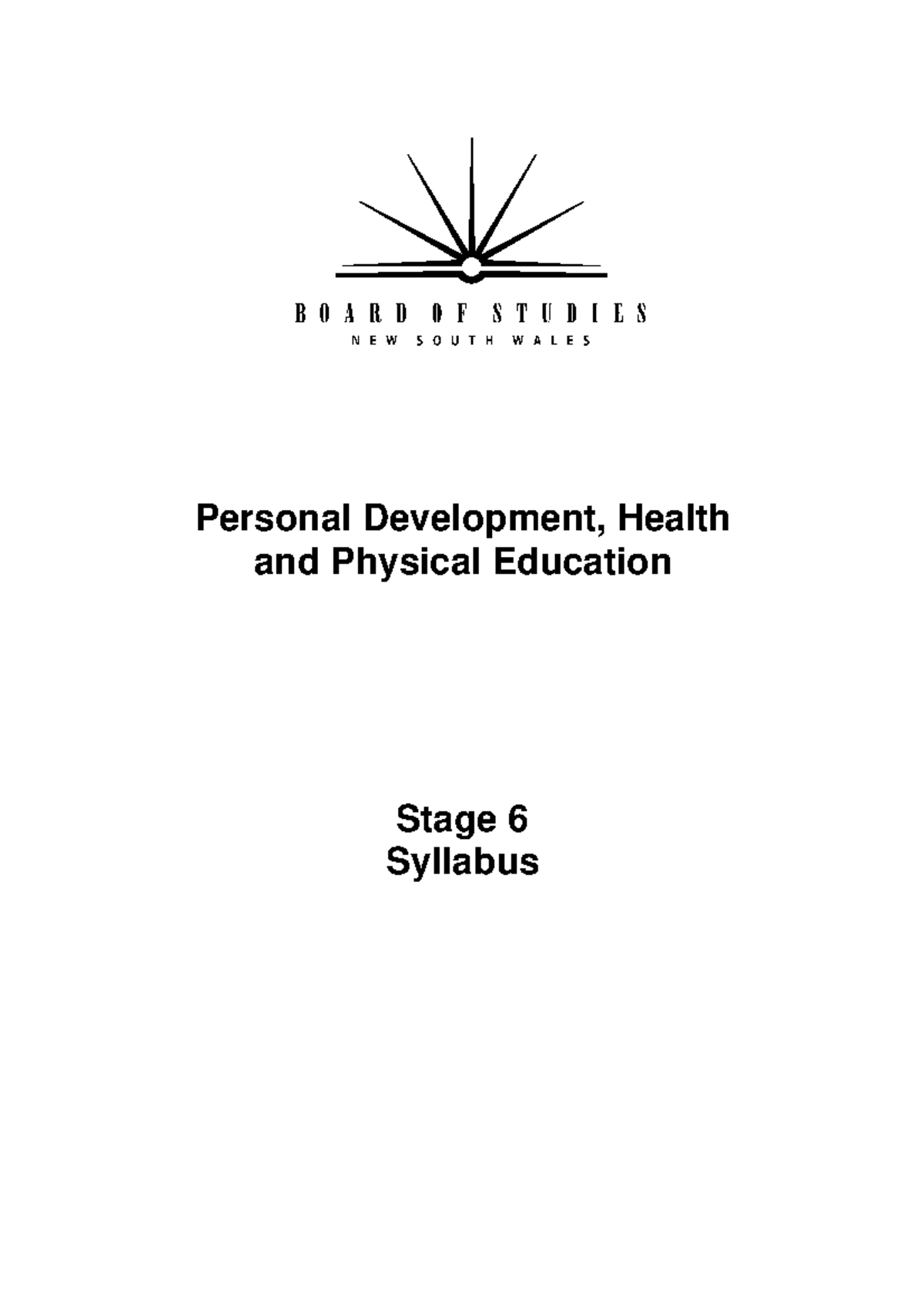 Pdhpe St6 Syl From2010 Pdhpe Personal Development Health And Physical Education Stage 6 1646