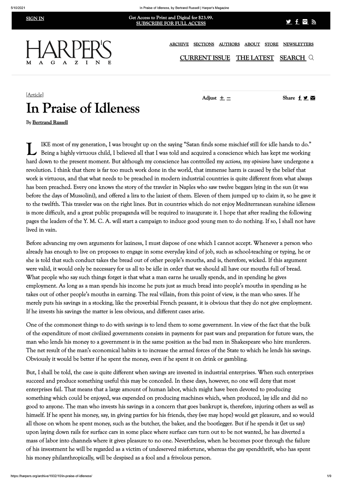 essays of idleness