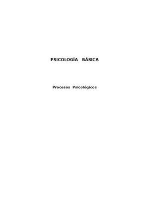 Procesos Psicológicos Básicos - PROCESOS PSICOLÓGICOS BÁSICOS. Capítulo ...