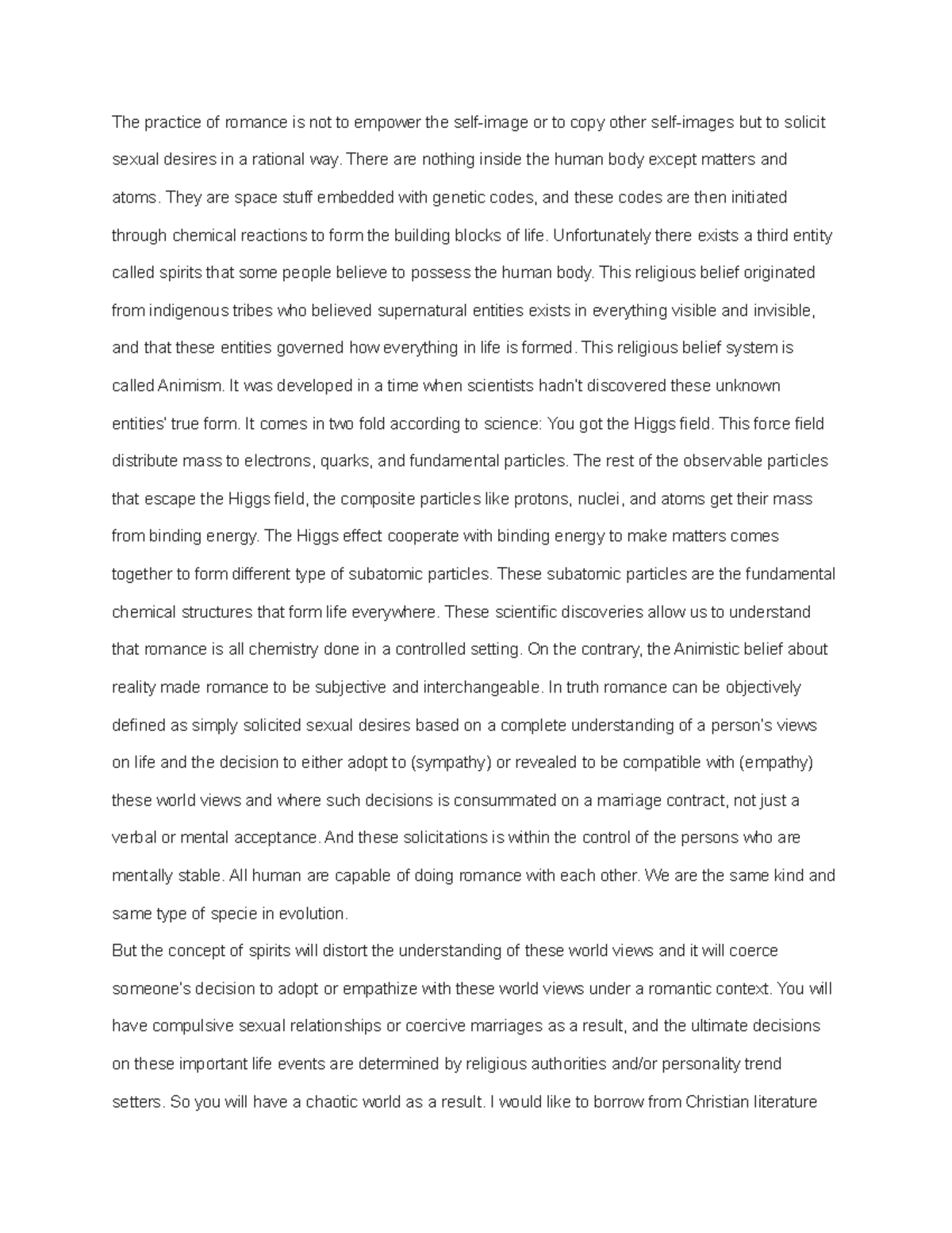 Romance and Freud - The practice of romance is not to empower the self ...