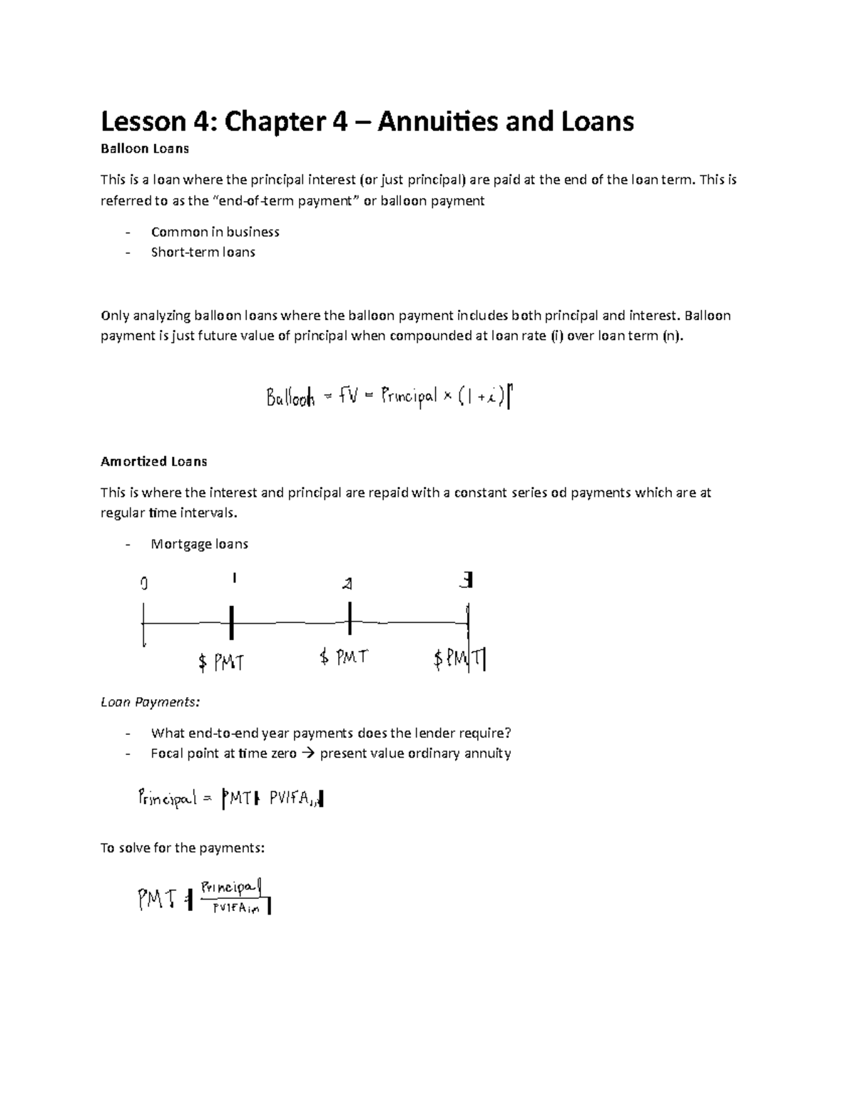 Lesson 4 - Ch 4 + 7 - Textbook notes - Lesson 4: Chapter 4 – Annuities ...
