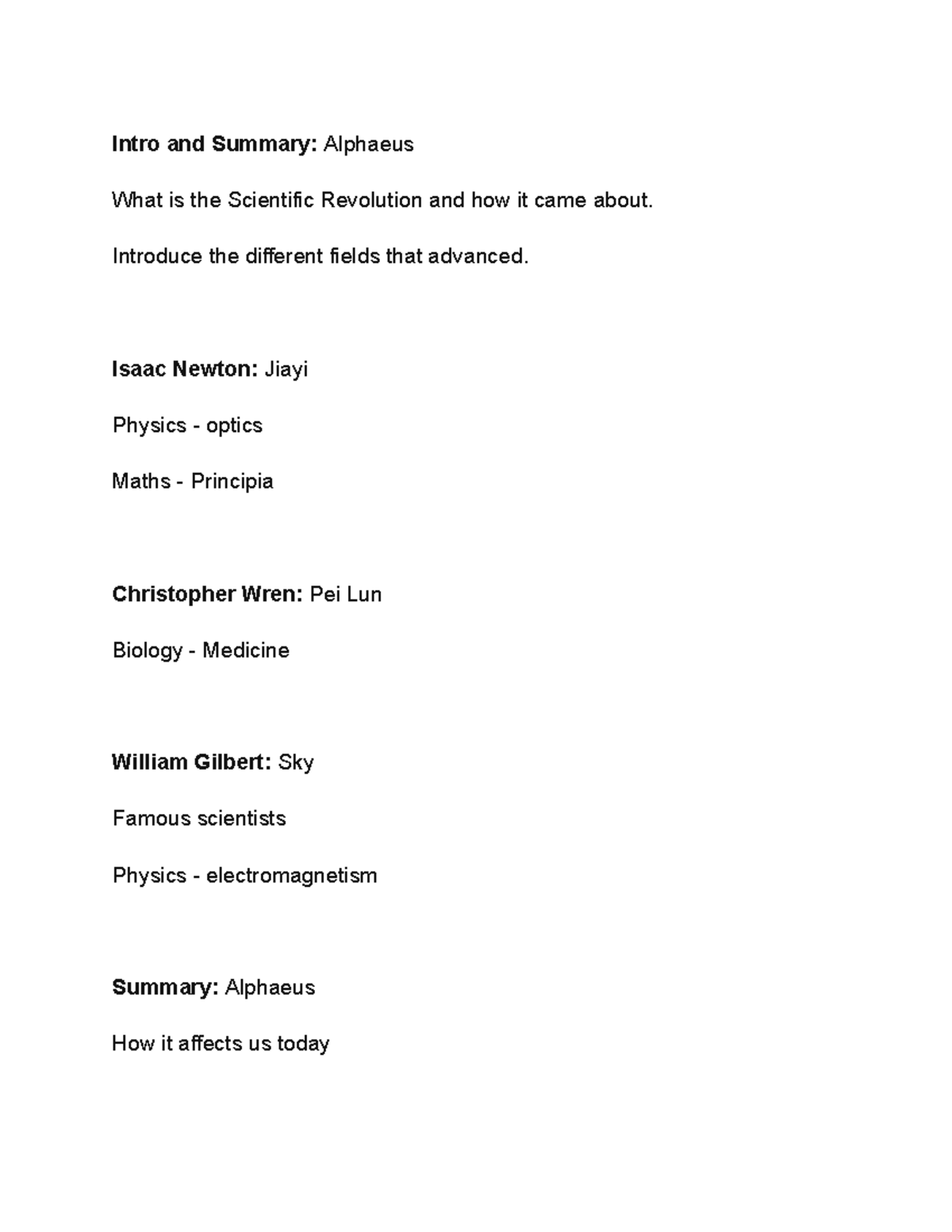 UK s Scientific Revolution Script - Intro and Summary: Alphaeus What is ...