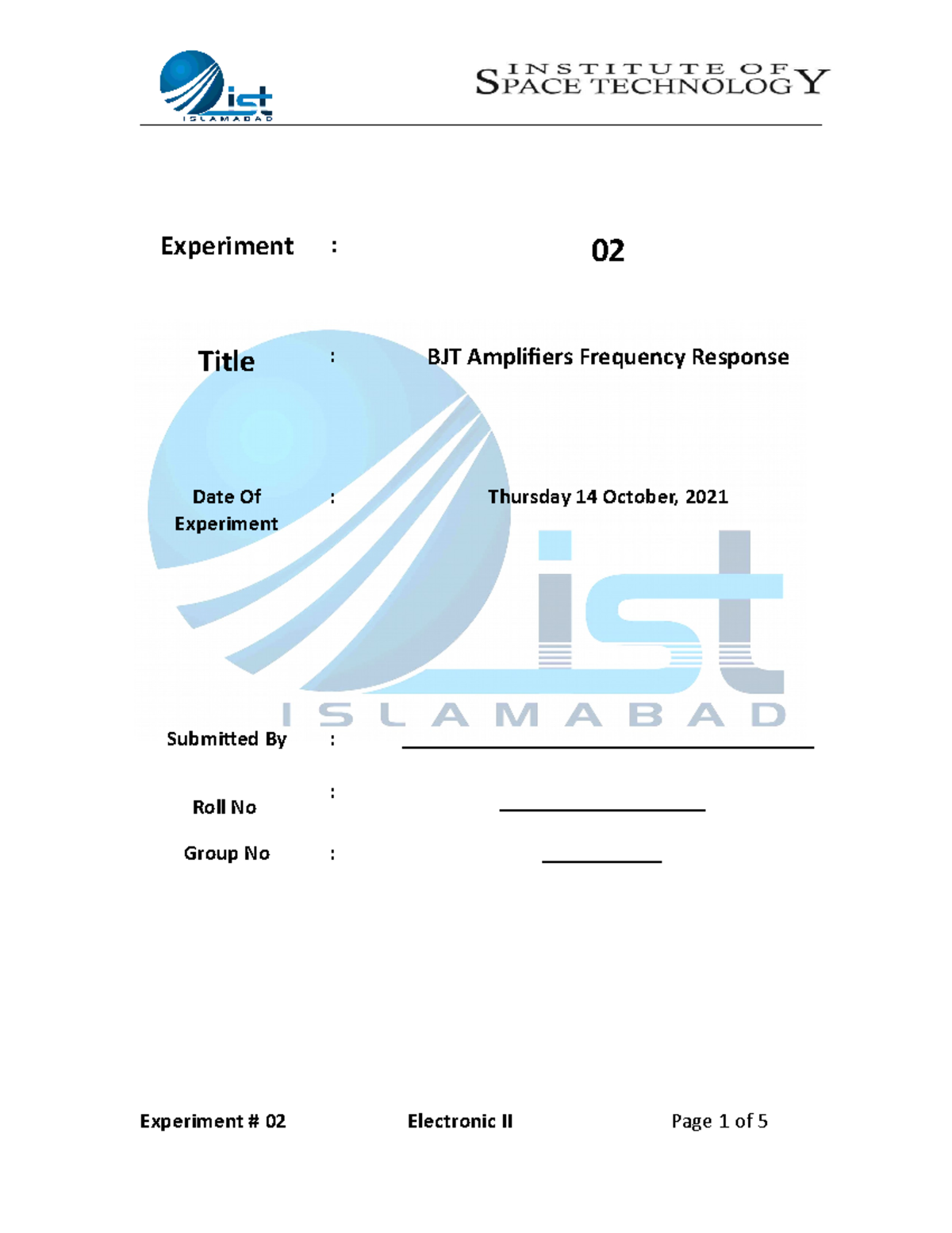 Electronics II Lab 2 These are the notes and practical performing