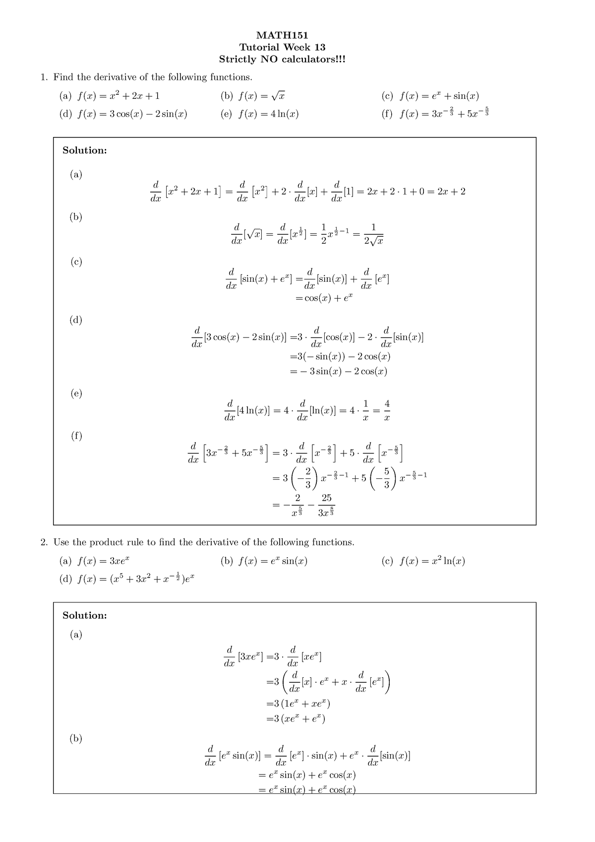 Tutorial Week 13 Solutions - MATH Tutorial Week 13 Strictly NO ...