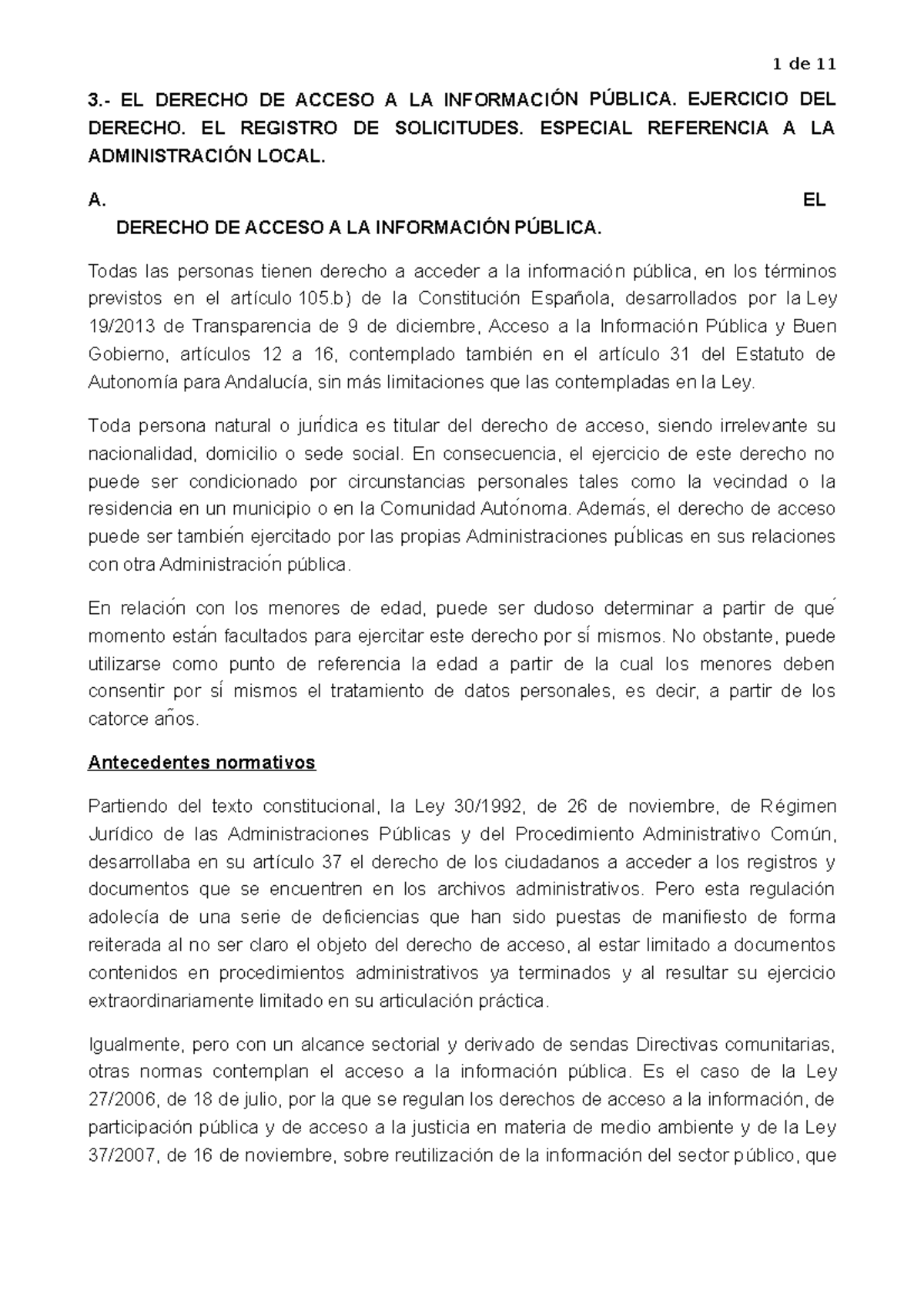 3.- EL Derecho DE Acceso A LA Información Pública. Ejercicio DEL ...