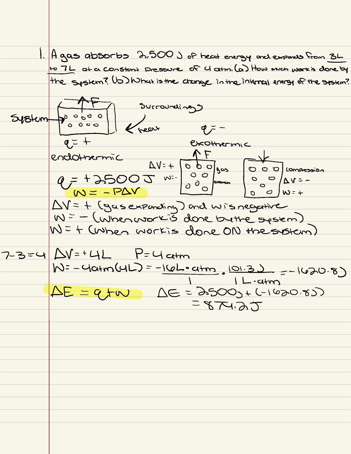 Thermochemistry 2 Organic Chemistry Tutor Based Notes A Gas Absorbs 2500j Of Heat 5994