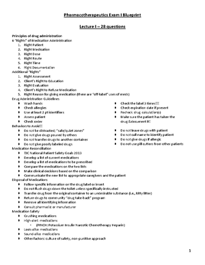 Pharm EXAM 2 Study Guide - PHARMACOTHERAPEUTICS SPRING 2019 – EXAM 2 ...