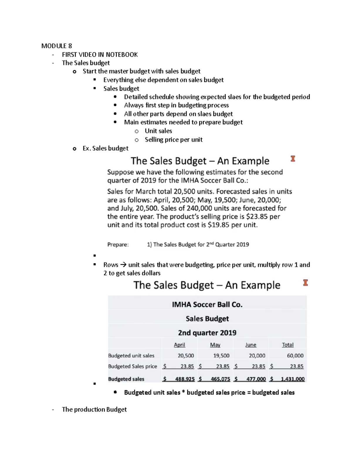 Unit 3 notes pt 2 Budgets - MODULE 8 - FIRST VIDEO IN NOTEBOOK The ...