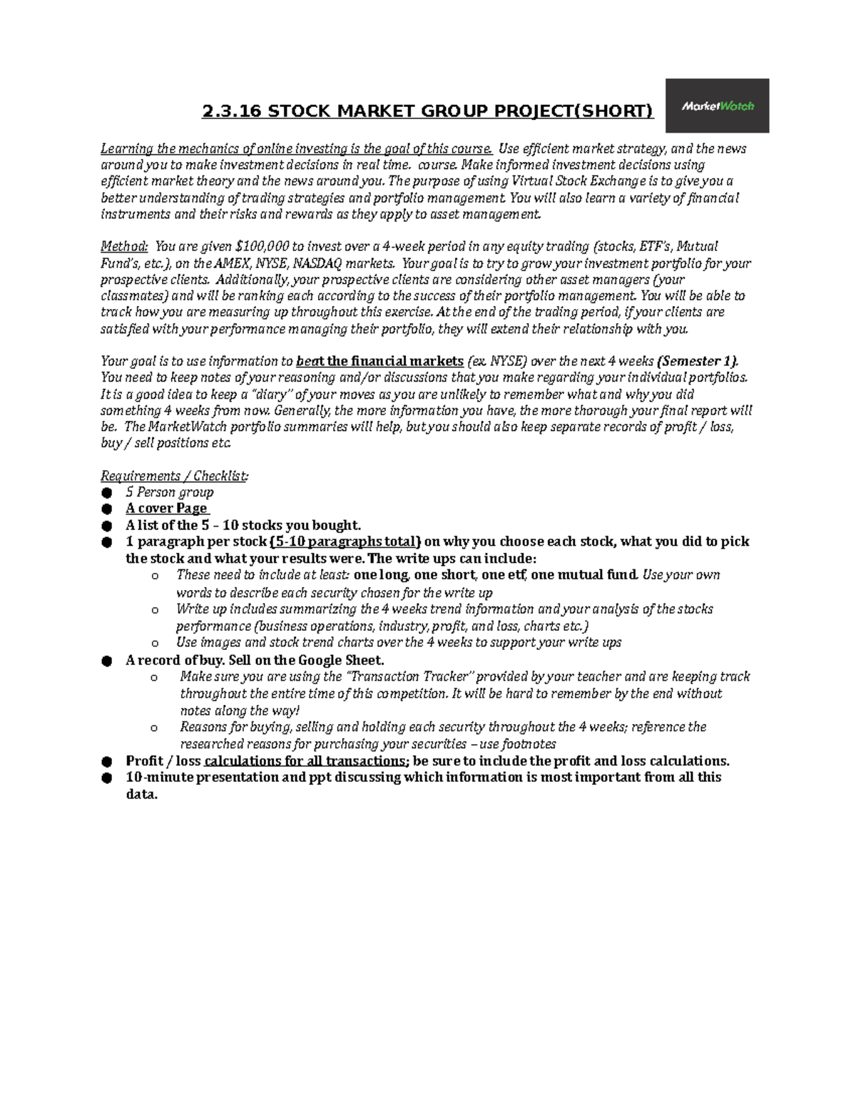 2.3.16 Stock Market Group Project( Short) - 2.3 STOCK MARKET GROUP ...