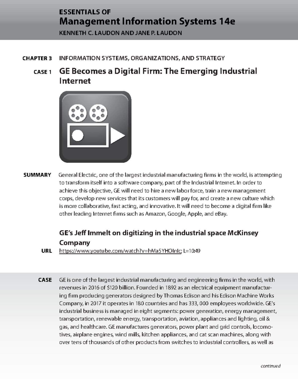 EMIS14 CH03 Case1 GE - Systems ESSENTIALS OF Management Information ...