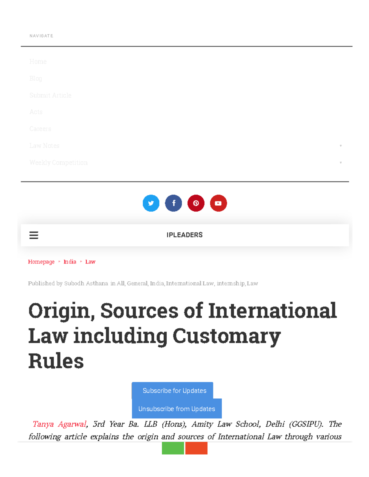 Sources Of International Law - NAVIGATE Homepage India Law Published By ...