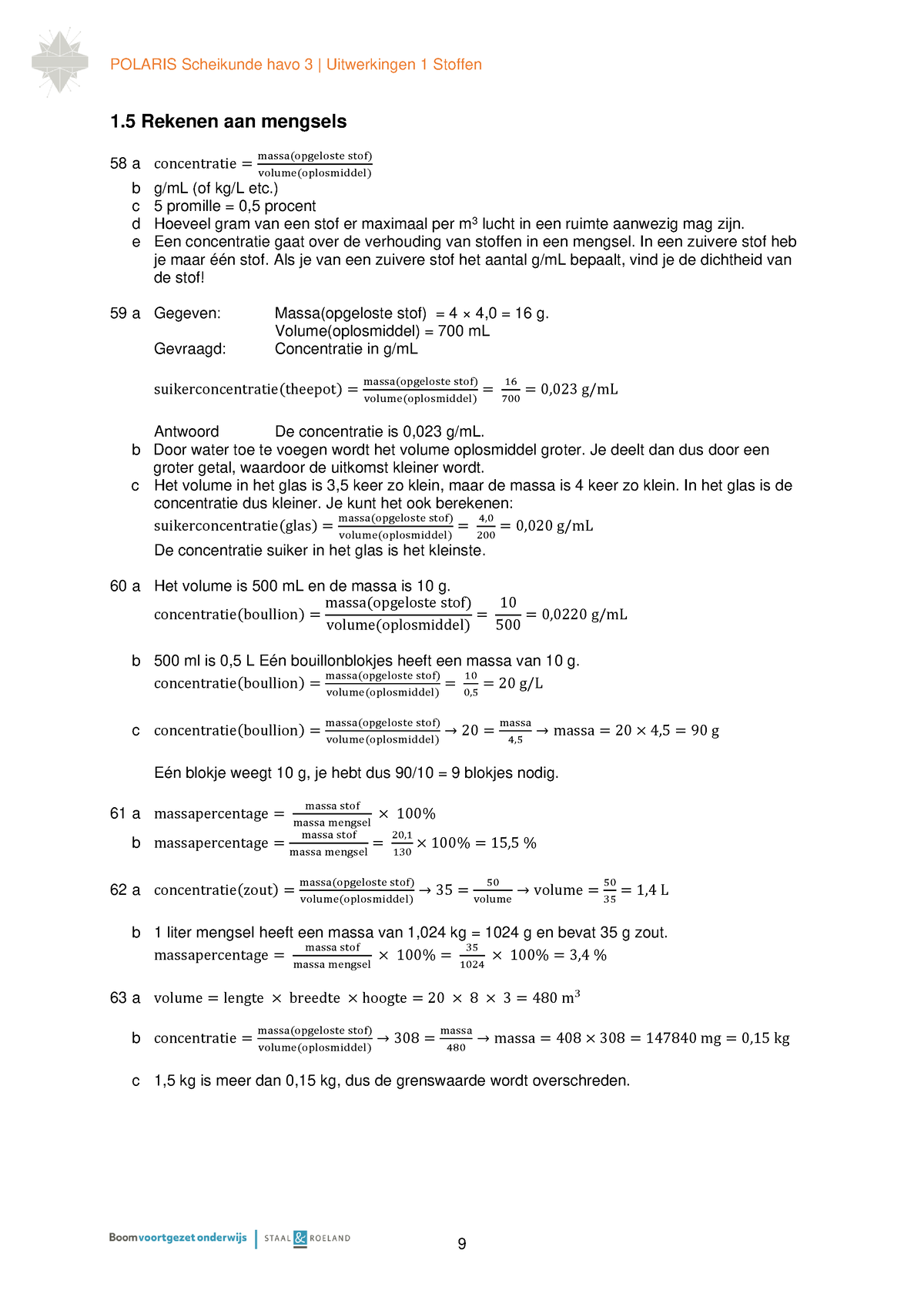 Hoofdstuk 3 Scheikunde Antwoorden Polaris Scheikunde Havo 3 Uitwerkingen 1 Stoffen 9 1 6336