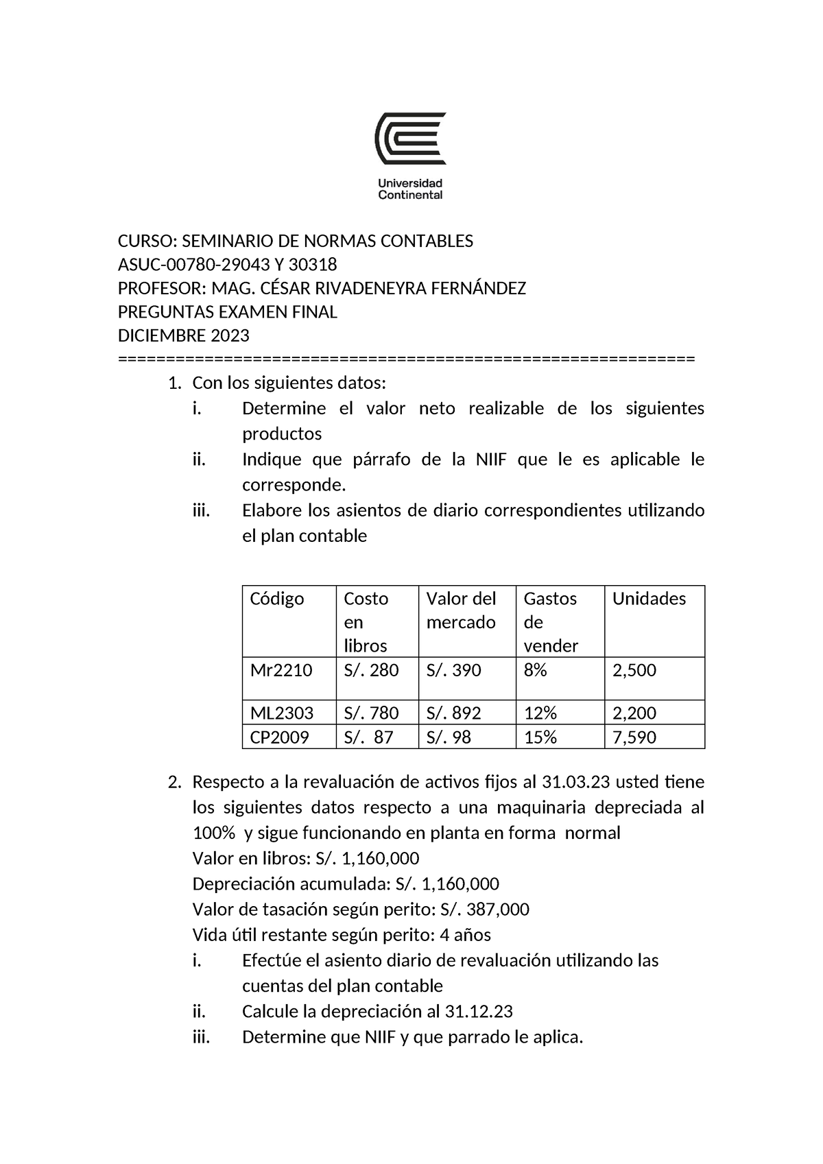 Examen Final Seminario DE Normas Contables - CURSO: SEMINARIO DE NORMAS ...