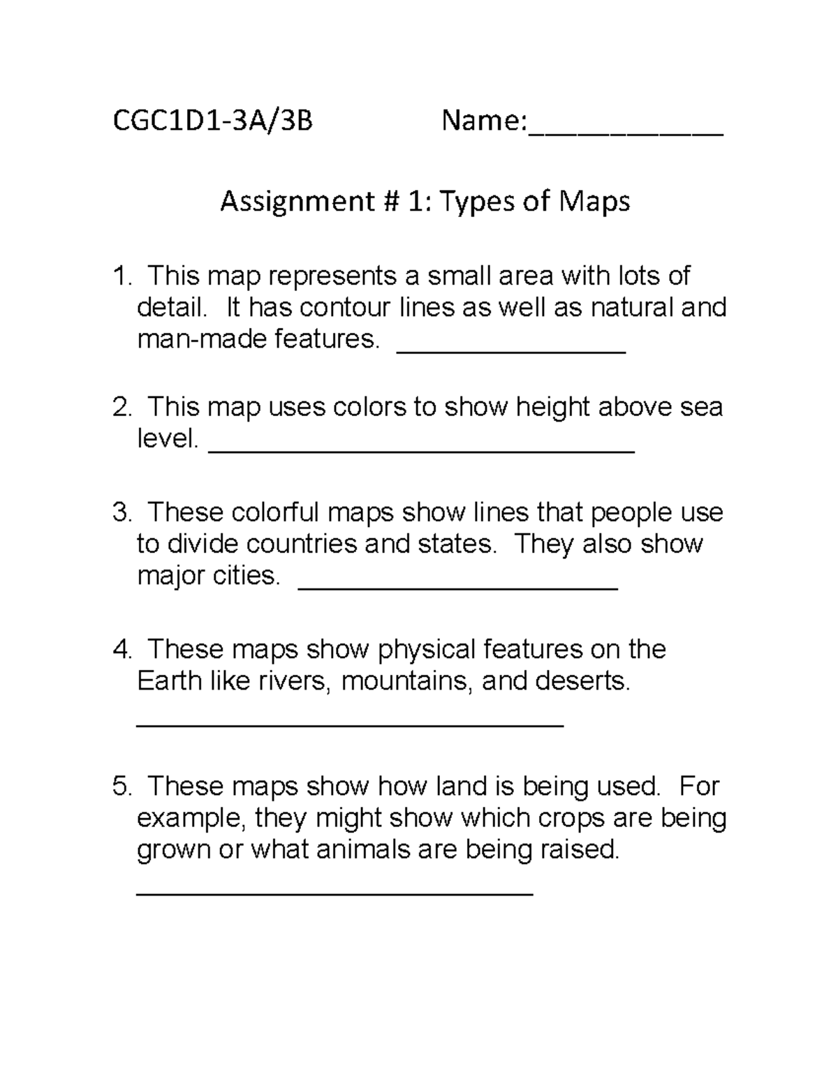 types of maps assignment