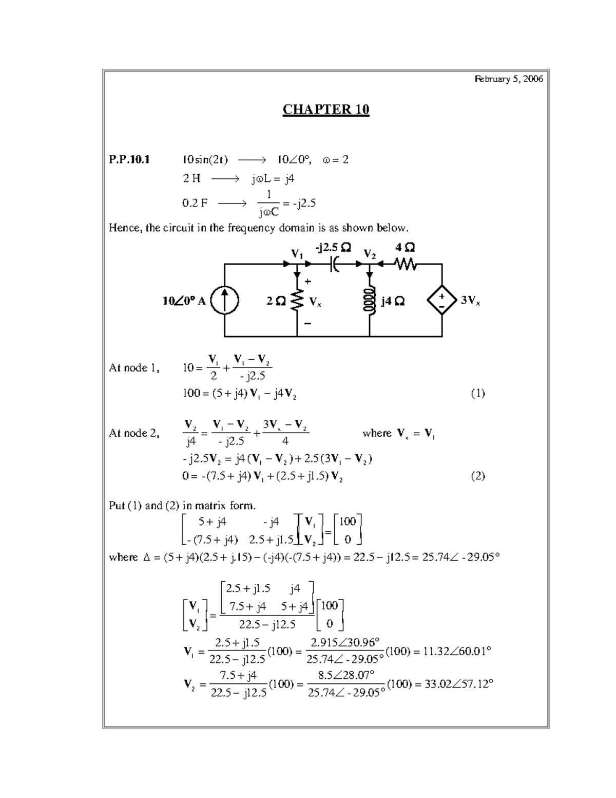 Chapt 10 - Solution To Fundamentals Of Electric Circuit By Alexander ...