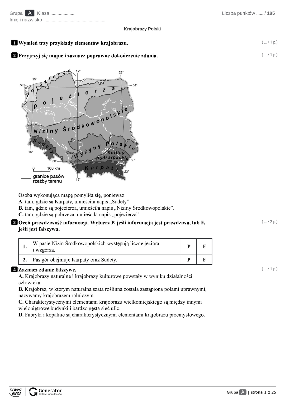 Test - Test Z Geografi Klasa VI - Grupa A Klasa ...