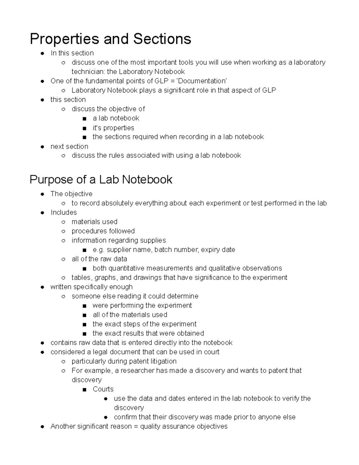Documentation and Record Keeping Pt. 1.4 - Properties and Sections In ...